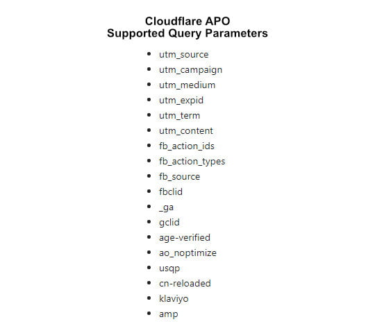 cloudflare apo supported query parameters