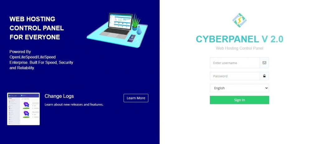 cyberpanel login page