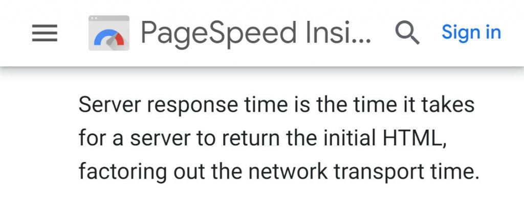 google server response time definition