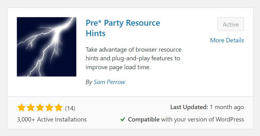 pre party resource hints plugin